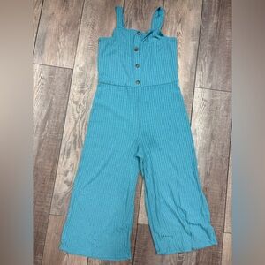 art class Teal Ribbed Button-Front Jumpsuit